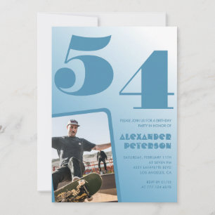 Blue gradient 54th birthday invitations Men Photo