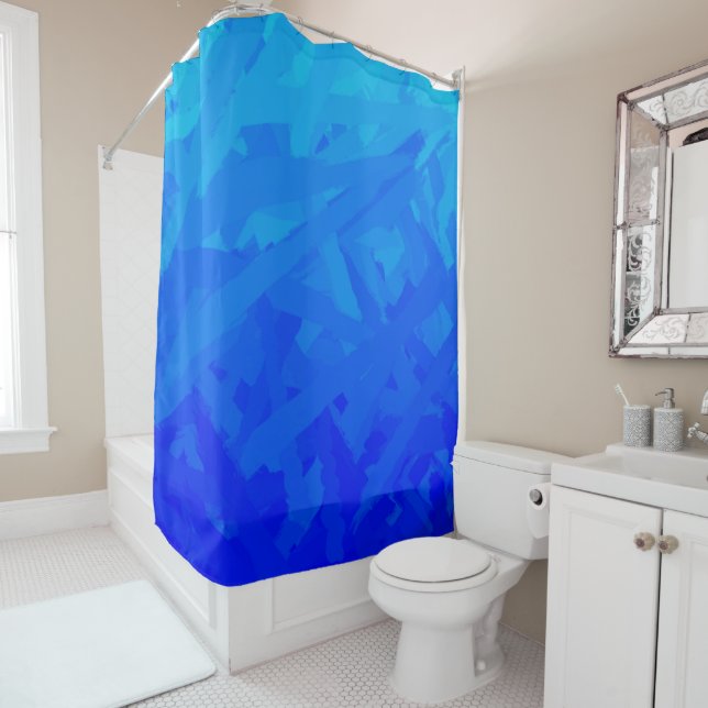 Blue Gradient Abstract  Shower Curtain (In Situ)
