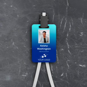 Blue Gradient Add Your Logo Employee ID ID Badge