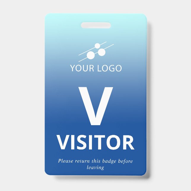 Blue Gradient Add Your Logo Visitor ID Badge (Front)