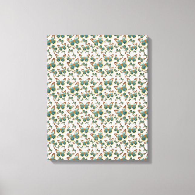 Blue Gradient Butterfly Pattern Canvas Print (Front)