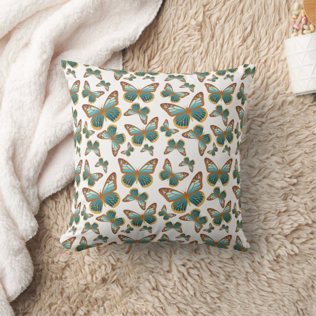 Blue Gradient Butterfly Pattern Cushion (Blanket)