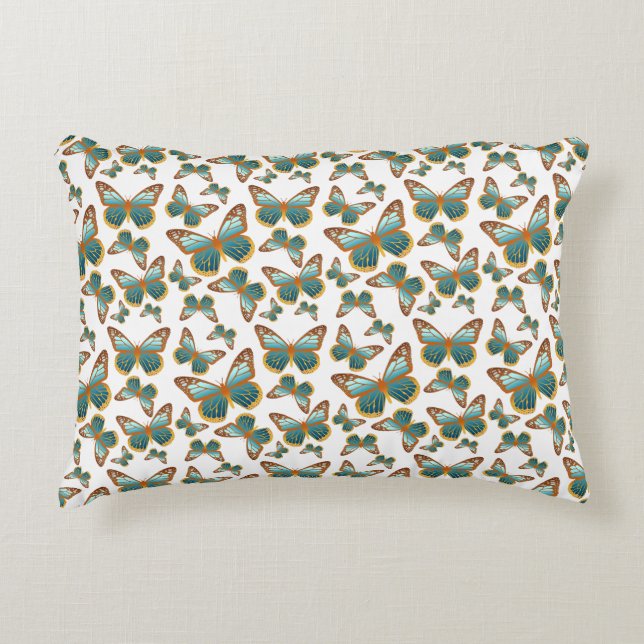 Blue Gradient Butterfly Pattern Decorative Cushion (Front)