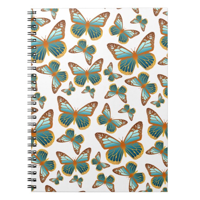 Blue Gradient Butterfly Pattern Notebook (Front)