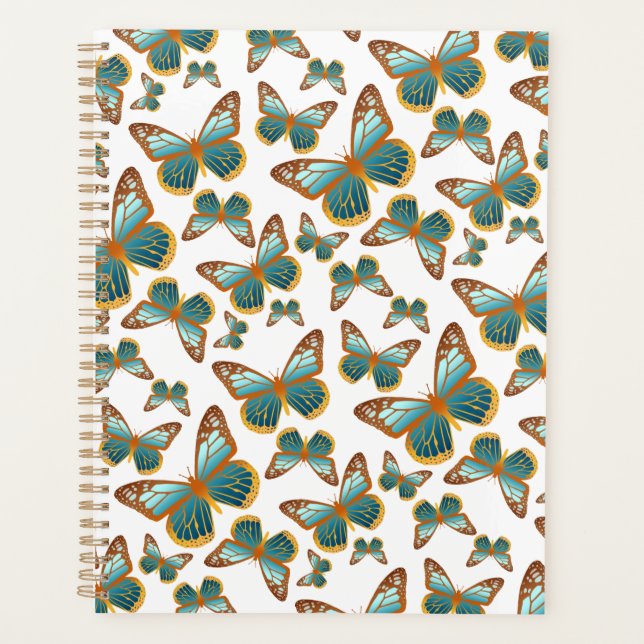 Blue Gradient Butterfly Pattern Planner (Front)