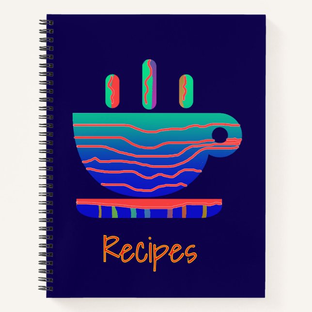 Blue Gradient Coffee Break Recipes  Notebook (Front)