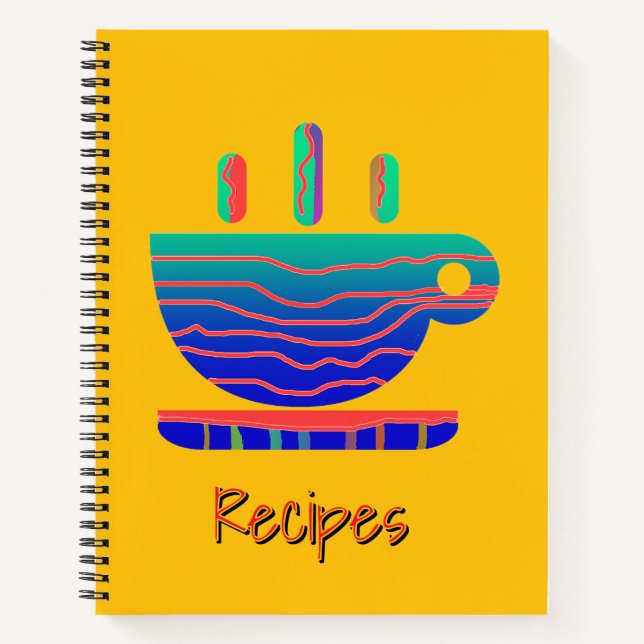 Blue Gradient Coffee Break Recipes Yellow  Notebook (Front)