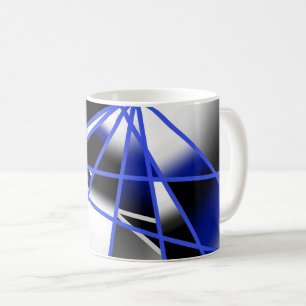 Blue Gradient Colour Fill Mechanical Drawing Mosai Coffee Mug