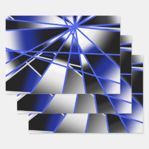 Blue Gradient Colour Fill Mechanical Drawing Mosai Wrapping Paper Sheet