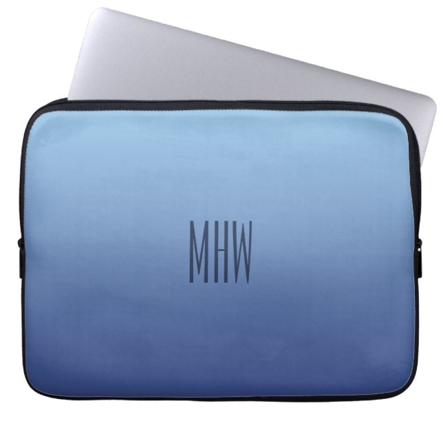 Blue Gradient custom monogram laptop sleeves (Front)