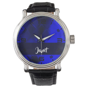 Blue gradient diamond pattern watch