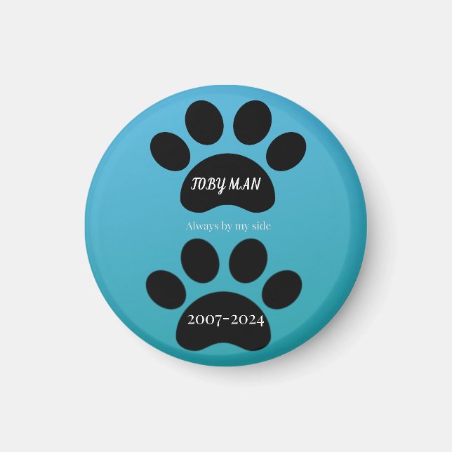 Blue Gradient Double Paw Print Remembrance Magnet (Front)