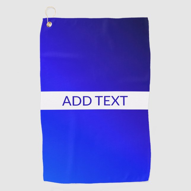 Blue Gradient & Editable Text on White Stripe Golf Towel (Front)
