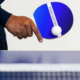 Blue Gradient & Editable Text on White Stripe Ping Pong Paddle