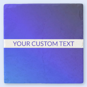 Blue Gradient & Editable Text on White Stripe Stone Coaster