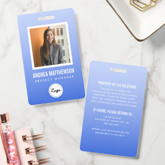Blue Gradient Employee ID Badge