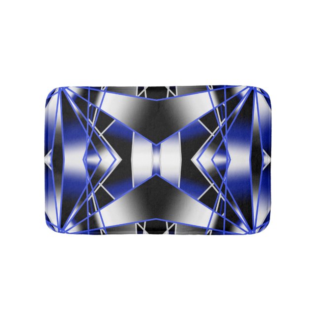 Blue Gradient Filled Mechanical Drawing Mosaic Bath Mat (Front)