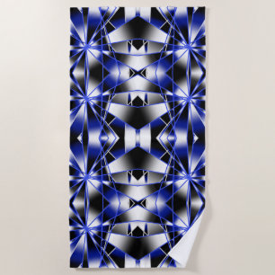 Blue Gradient Filled Mechanical Drawing Mosaic Beach Towel