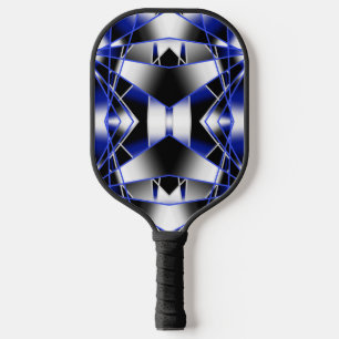 Blue Gradient Filled Mechanical Drawing Mosaic Pickleball Paddle