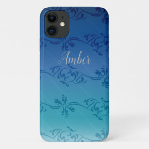 Blue Gradient Leaf Pattern Personalised Case-Mate iPhone Case