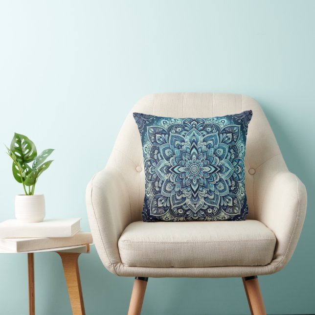 Blue Gradient Mandala Design Cushion (Chair)
