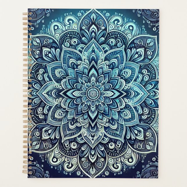 Blue Gradient Mandala Design Planner (Front)