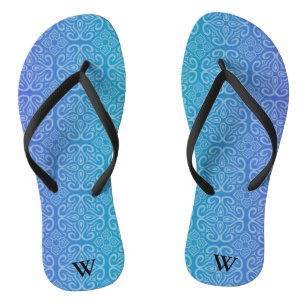Blue Gradient Mandala Zen Pattern Personalised Jandals