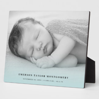 Blue Gradient Modern New Baby Photo Display Design Plaque