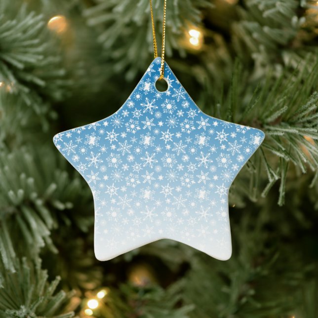 Blue gradient snowflakes ceramic tree decoration (Tree)