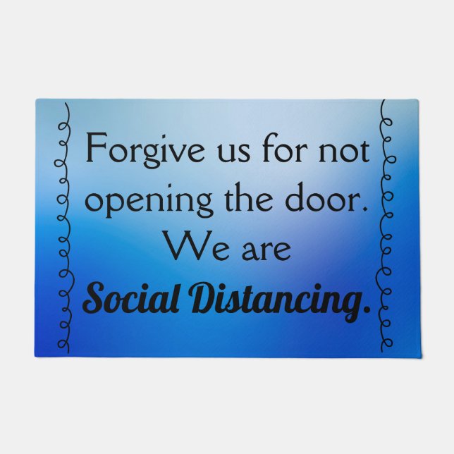 Blue Gradient Social Distancing Door Mat (Front)