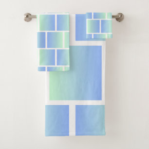 Blue Gradient Squares Bath Towel Set