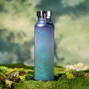 Blue Gradient With Fancy Text Refreshment Water Bottle