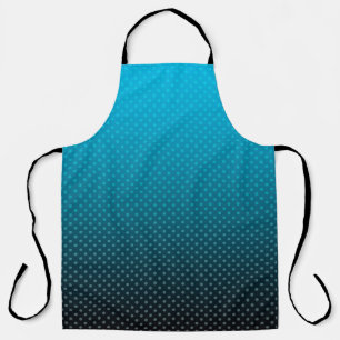 blue gradient with small polka dots apron