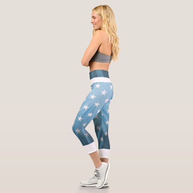 Blue Gradient  with Stars High Waisted Capris (Left)
