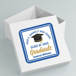 Blue Graduate 2025 Personalised Graduation Party Square Sticker