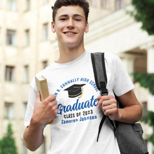 Blue Graduate Custom School Graduation T-Shirt