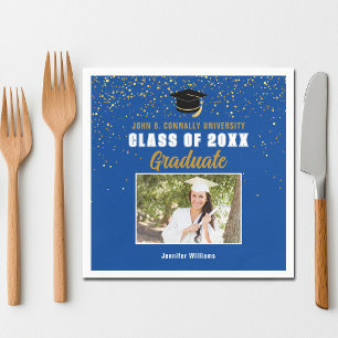 Blue Graduate Photo Class of 2026 Graduation Party Napkin