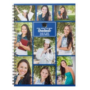 Blue Graduate Photo Collage 2023 Graduation Gift Notebook
