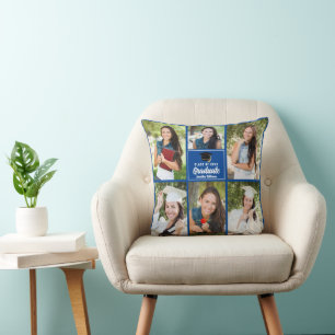 Blue Graduate Photo Collage 2025 Custom Graduation Cushion