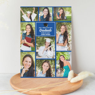 Blue Graduate Photo Collage Modern Graduation Announcement