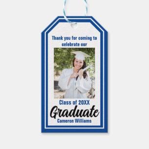 Blue Graduate Photo Personalised Graduation Gift Tags