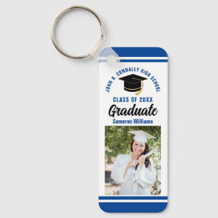 Blue Graduate Photo Personalized 2023 Graduation Key Ring