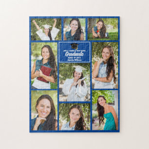 Blue Graduate Senior Photo Collage 2023 Graduation Jigsaw Puzzle