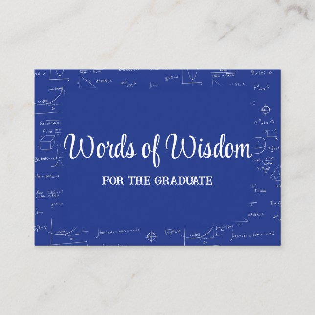 Blue Graduate Words of Wisdom Advice Enclosure Card (Front)