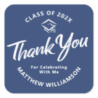 Blue Graduation Bold Script Cap Thank You Minimal