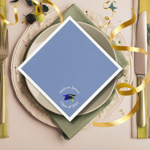 blue graduation cap - class of 2024  - add name napkin