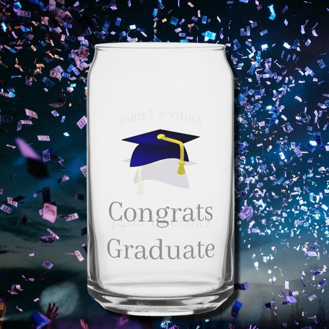 blue graduation cap - class of 2024 can glass (Creator Uploaded)