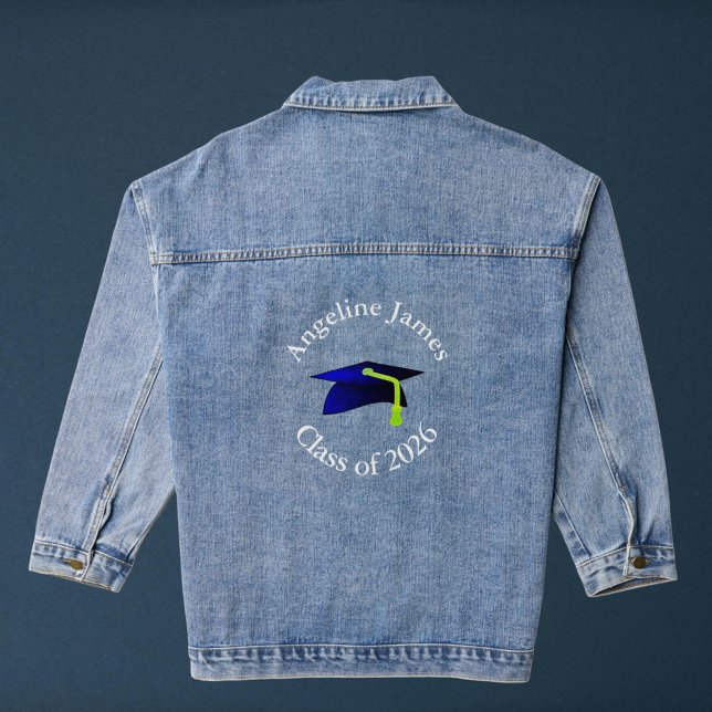 blue graduation cap - class of 2026-your name denim jacket (Creator Uploaded)