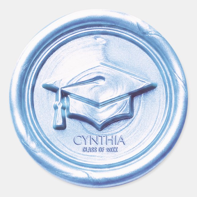 Blue Graduation Cap  Wax Seal (Front)