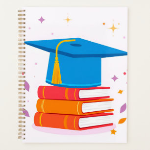 Blue Graduation Cap With Books Planner
